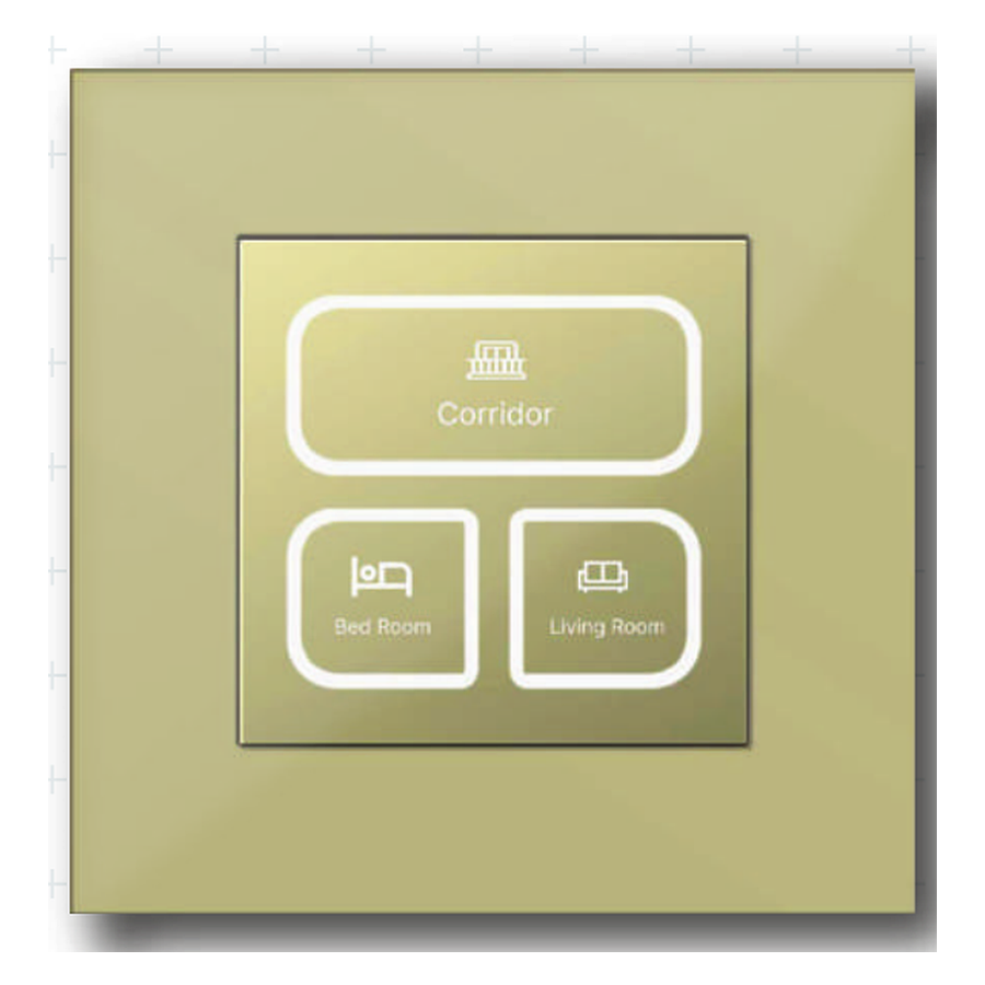 DasKlug 3 Gang — Corridor / Bed / Living — champagne gold